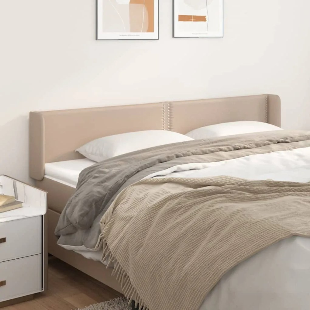 Cabeceira cama abas couro artificial 183x16x78/88 cm cappuccino