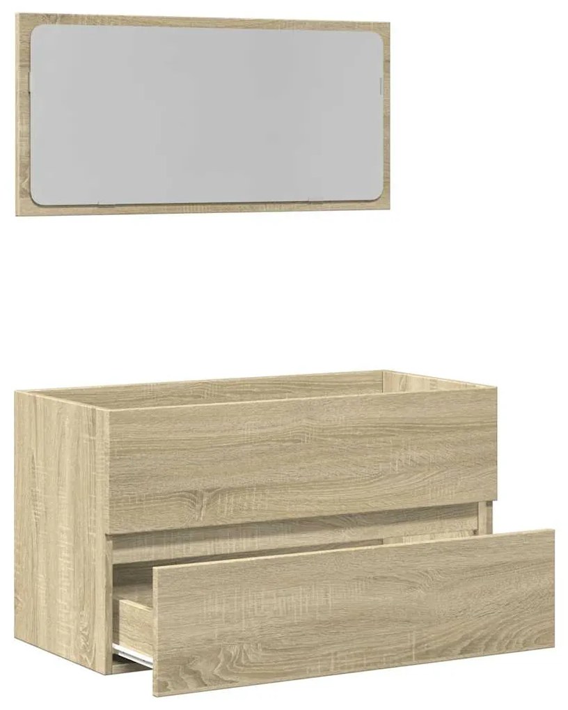Armário de casa de banho com espelho 80x38,5x45 cm cor sonoma