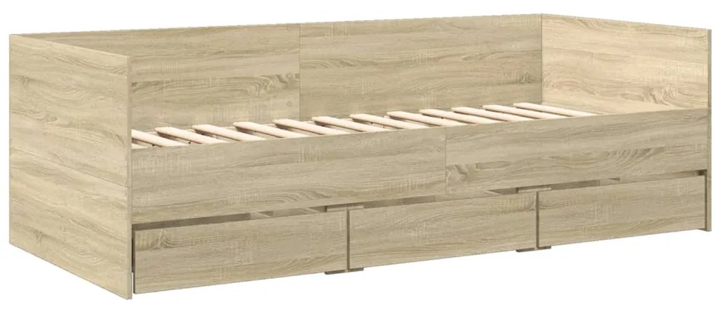 Sofá-cama com gavetas sem colchão 90x190 cm carvalho sonoma