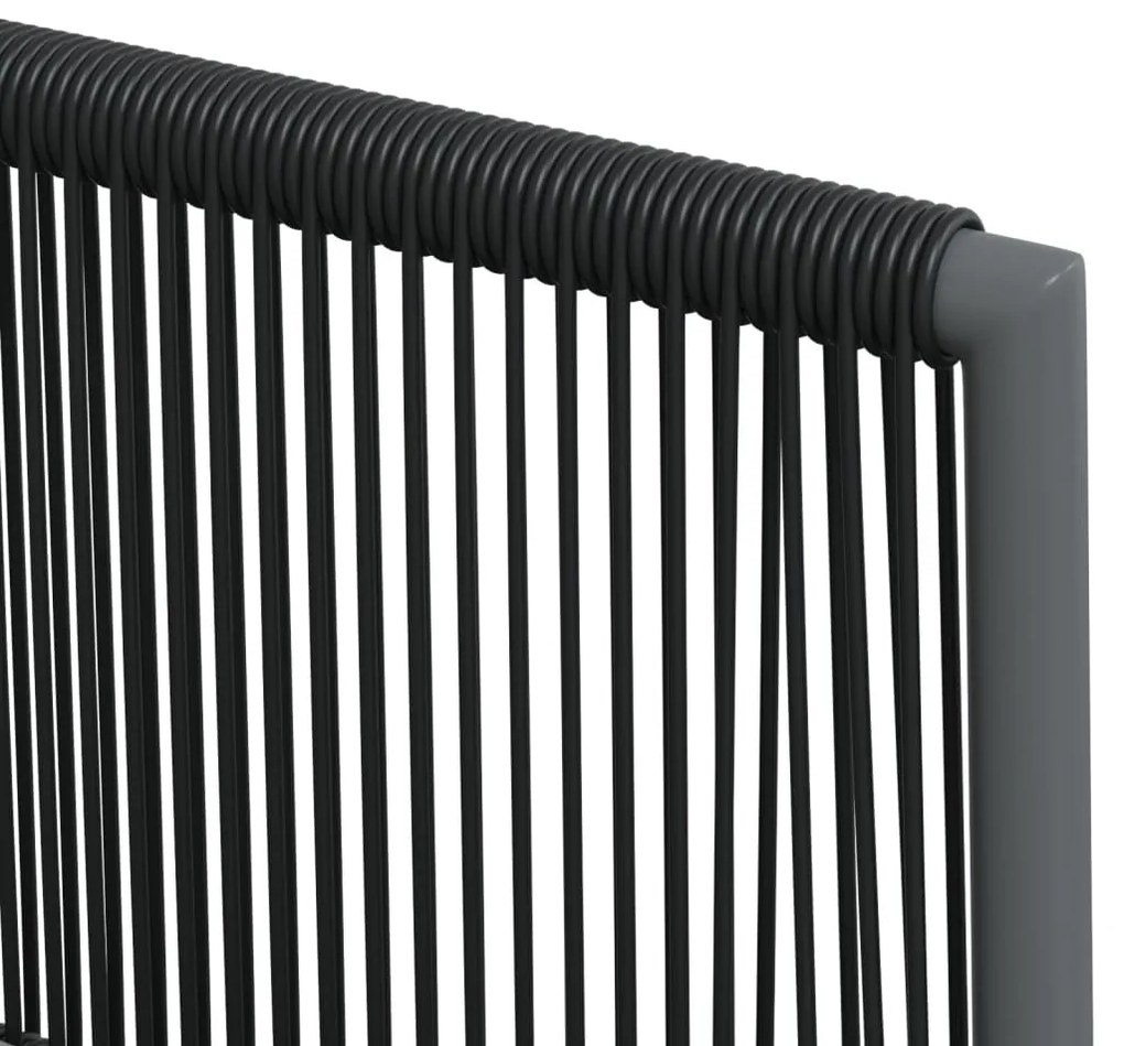 9 pcs conjunto jantar p/ jardim c/ almofadões vime PE/aço preto