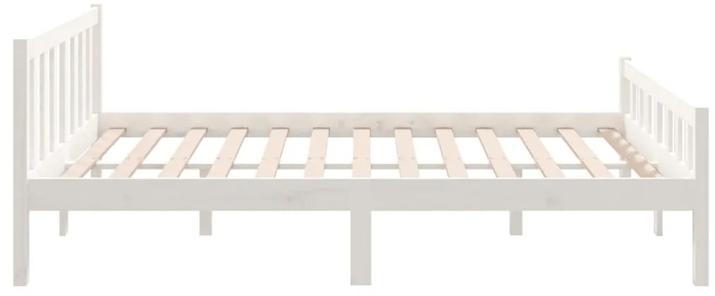 Estrutura de cama 140x190 cm madeira maciça branco