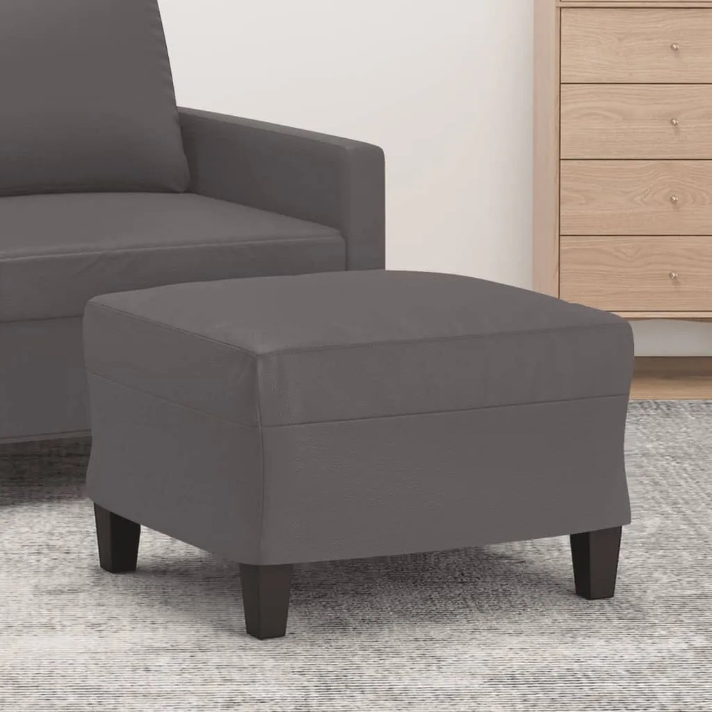 349338 vidaXL Apoio de pés 60x50x41 cm couro artificial cinza