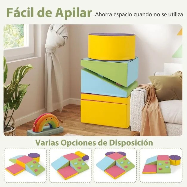 Conjunto de 6 blocos de espuma para crianças com velcro, escalada suave e leve para interior, para bebés escalarem e treparem Multicolor