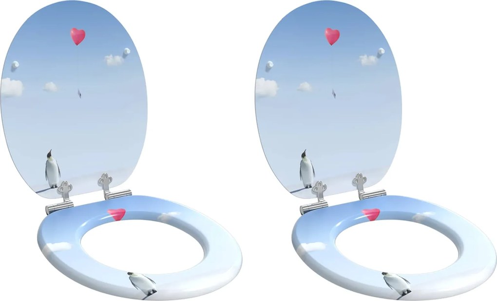 vidaXL Assento de Vaso Sanitário 2 pcs Azul 43,8 x 37,8 cm