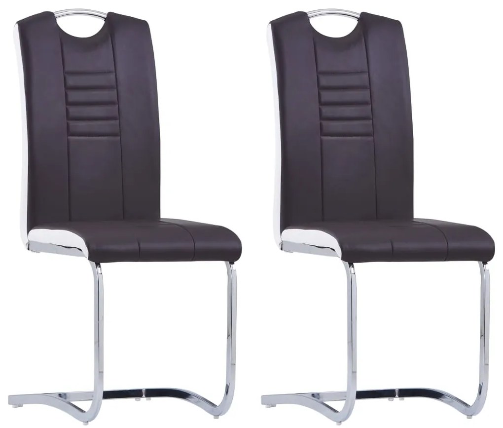 Cadeiras de jantar cantilever 2 pcs couro artificial castanho