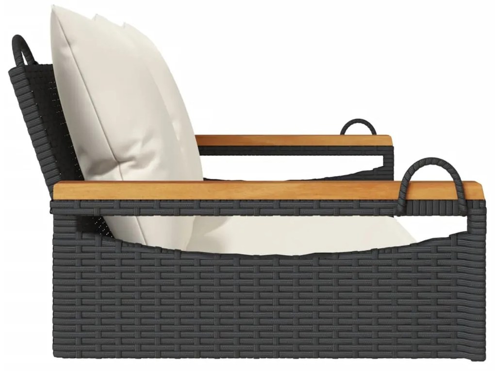 Banco baloiço com almofadões 109x62x40 cm vime PE preto