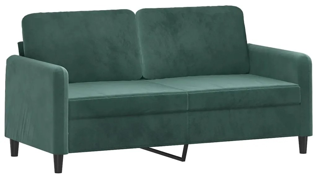Sofá 2 lug. c/ almofadas decorativas 140cm veludo verde-escuro