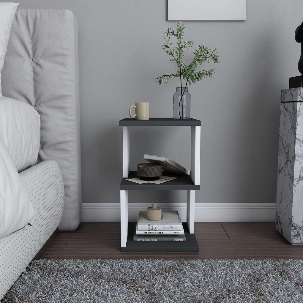 Mesa de Cabeceira Carter – Antracite e Branco – 29,6 x 29,6 x 49,4 cm