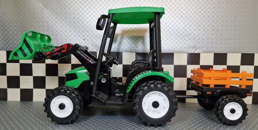 Trator infantil para crianças 3 a 5 anos de 24V com reboque Verde