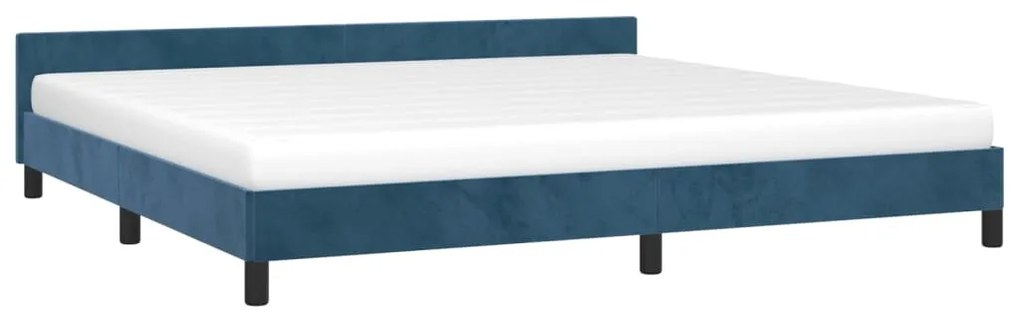 Estrutura de cama c/ cabeceira 200x200 cm veludo azul-escuro