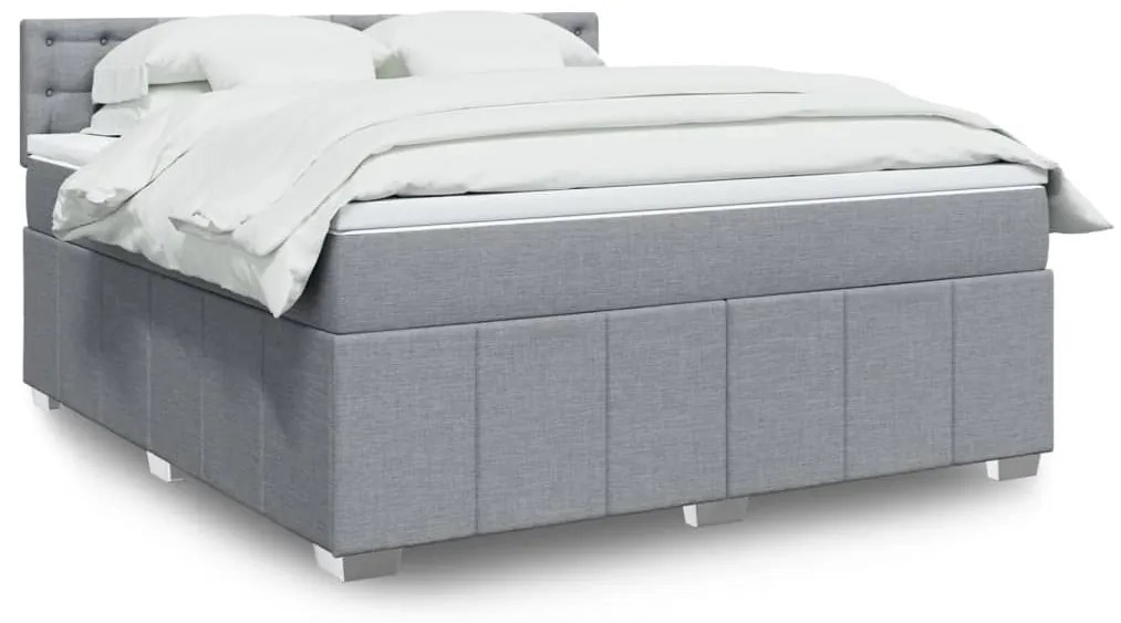 vidaXL Cama com molas/colchão 180x200 cm tecido cinzento-claro