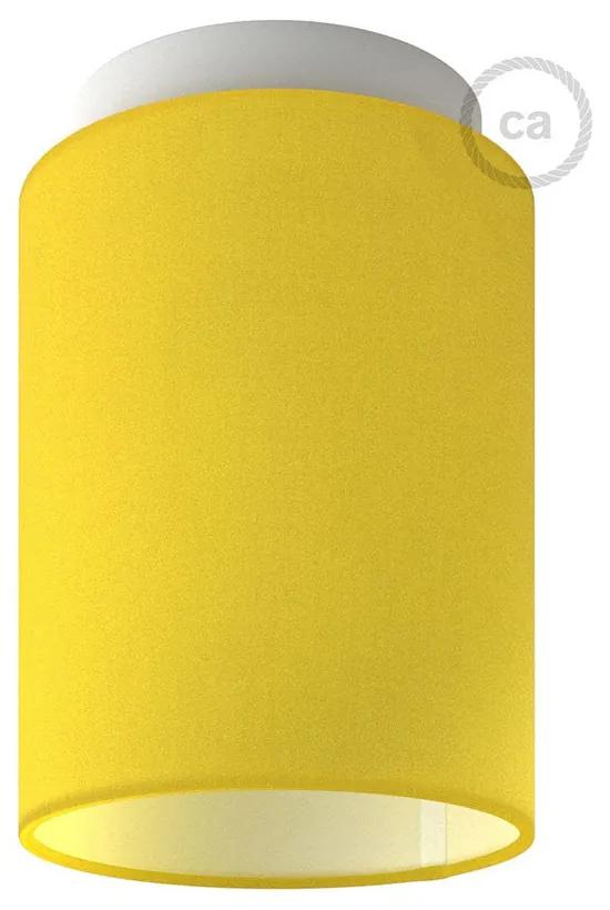 Fermaluce Pastel with Cylinder Lampshade Ø 15cm h18cm metal wall or ceiling flush light - Branco - Bright Yellow Canvas / Não
