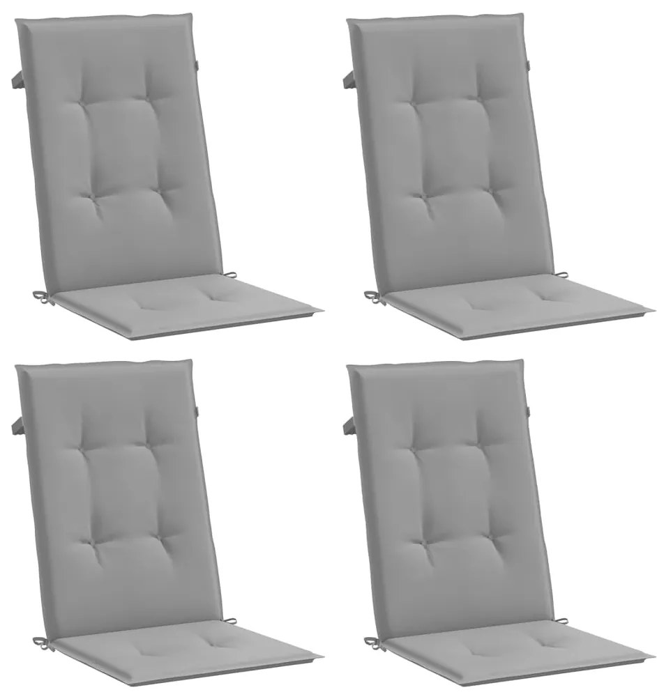 Almofadões para cadeiras altas de jardim 4 pcs tecido cinzento