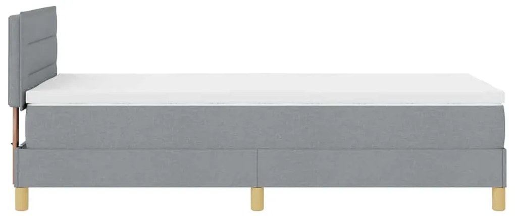 Cama Box Spring com Colchão &amp; LED Cinza claro 80x200 cm Tecido