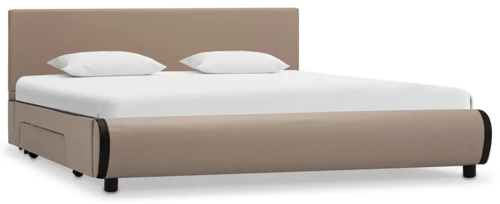 vidaXL Estrutura cama c/ gavetas 160x200cm couro artificial cappuccino