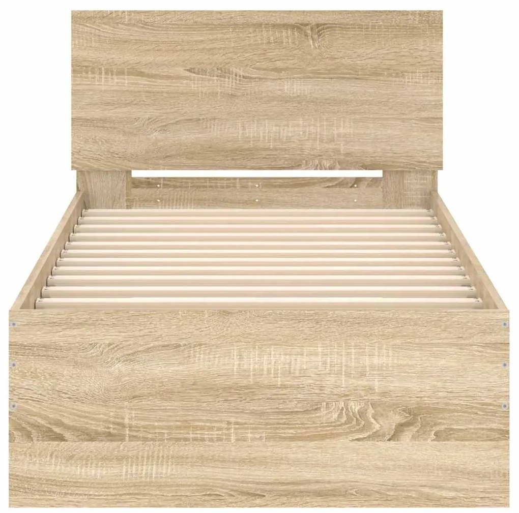Cama sem colchão com cabeceira 90x190 cm carvalho sonoma