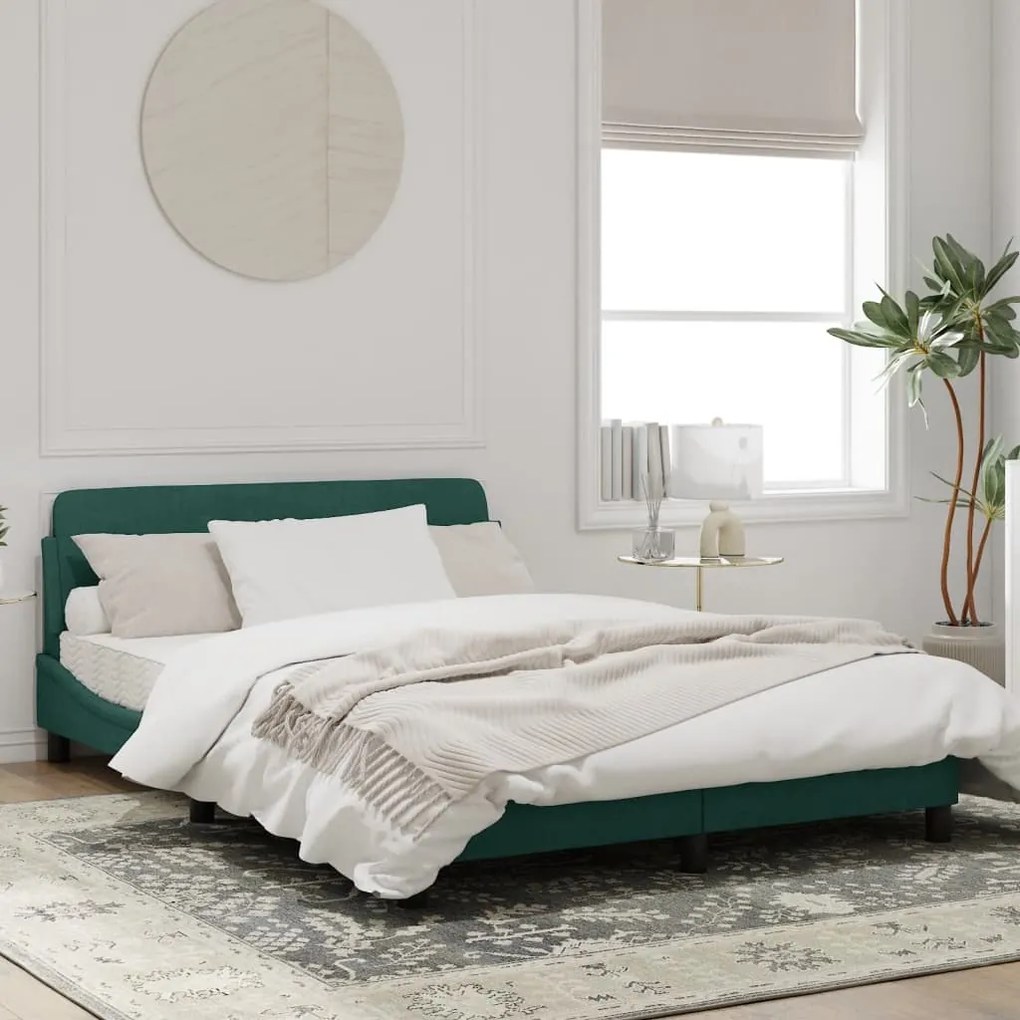 vidaXL Estrutura de cama sem colchão 140x190 cm veludo verde-escuro