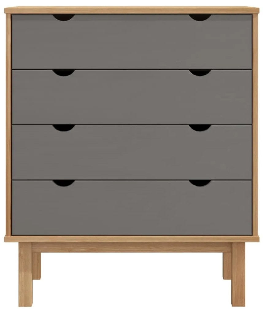 Armário gavetas OTTA 76,5x39,5x90cm pinho maciço castanho/cinza