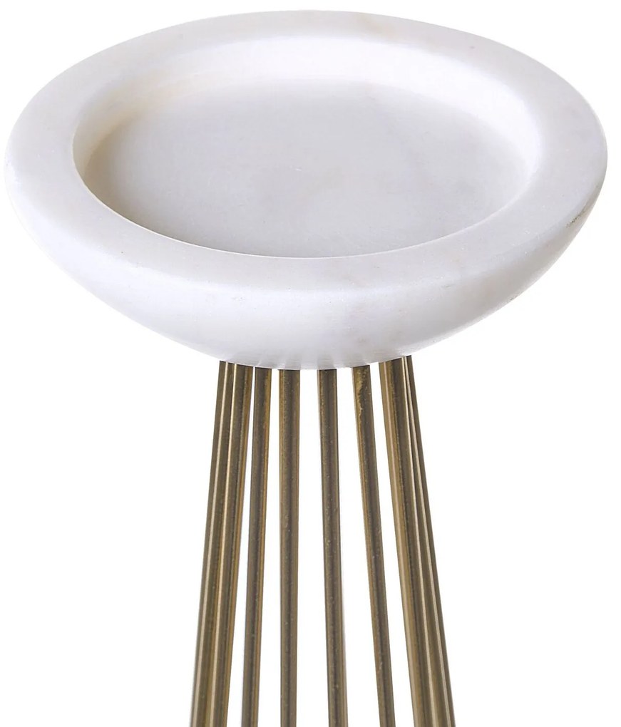 Conjunto de 2 castiçais em metal dourado e branco PORONG Beliani