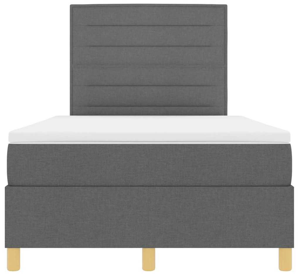 Cama Box Spring com Colchão Cinza Escura 120x200 cm Tecido