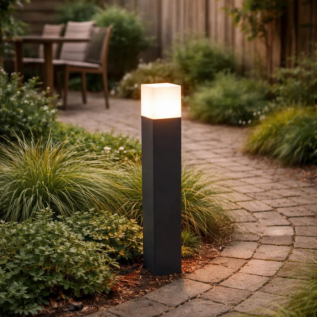 Candeeiro de pé para exterior preto com cúpula opala branca 50 cm - Denmark