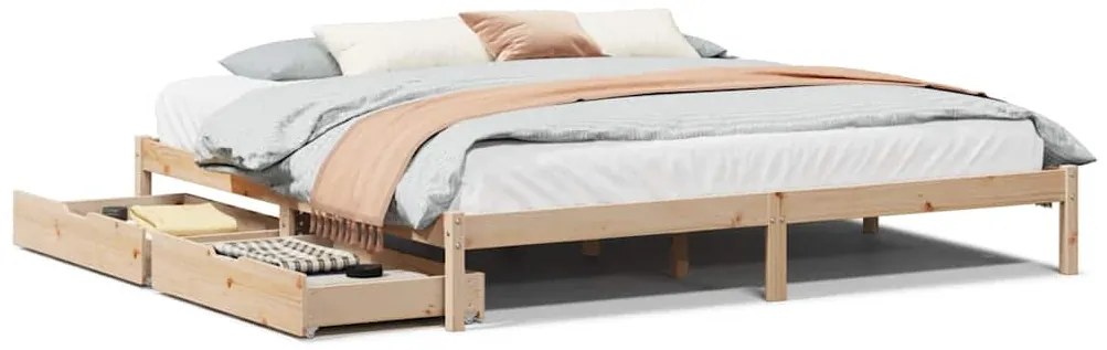 Cama sem colchão 200x200 cm madeira de pinho maciça