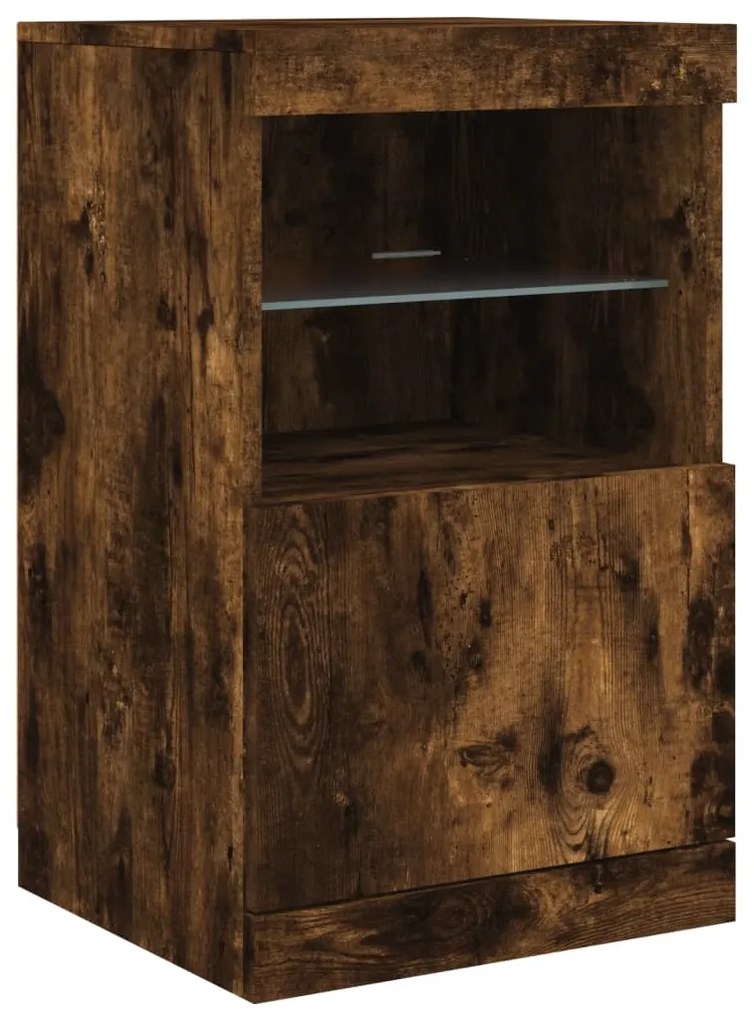 Aparador com luzes LED 123x37x67 cm carvalho fumado