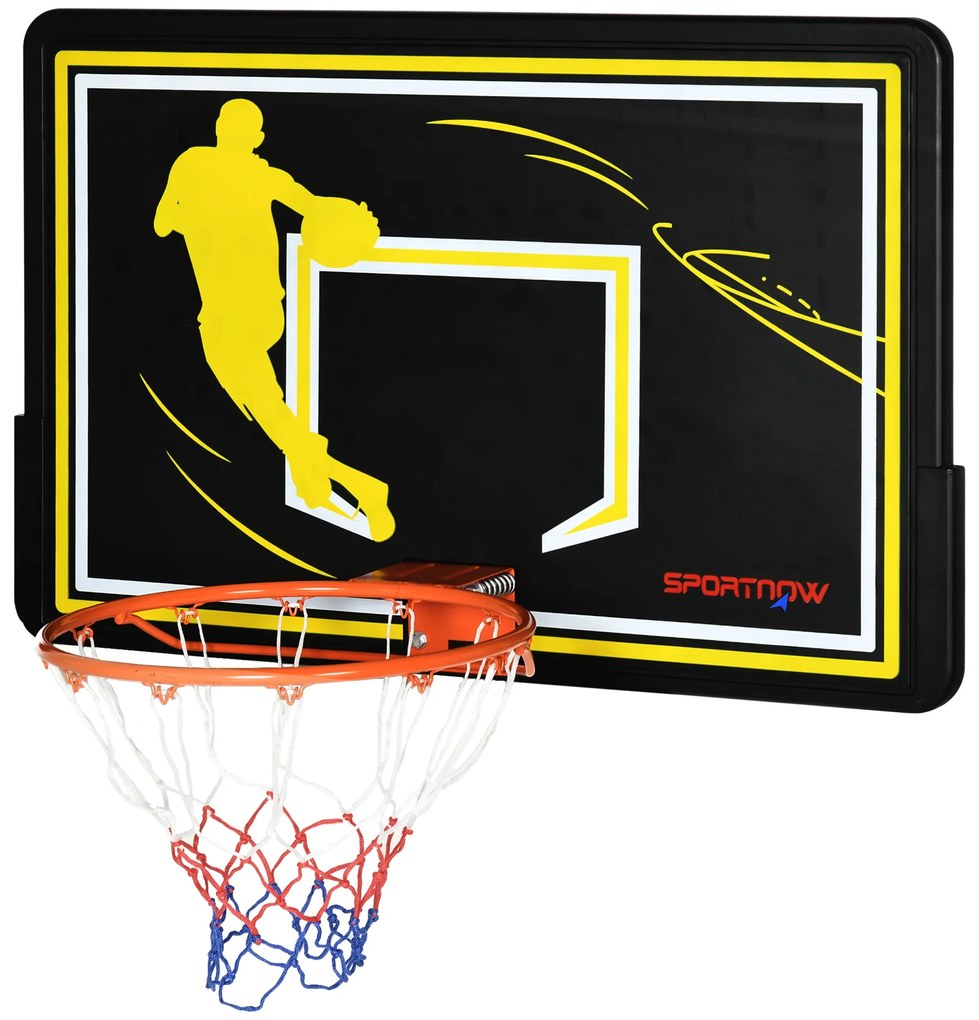 SPORTNOW Tabela de Basquetebol de Parede para Interior Exterior Tabela de Basquetebol para Adultos 110x90x70 cm Preto e Amarelo