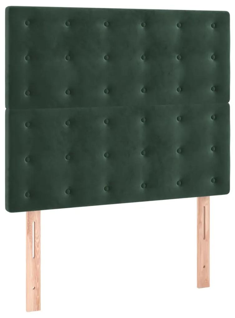 Cama com molas/colchão 80x200 cm veludo verde-escuro