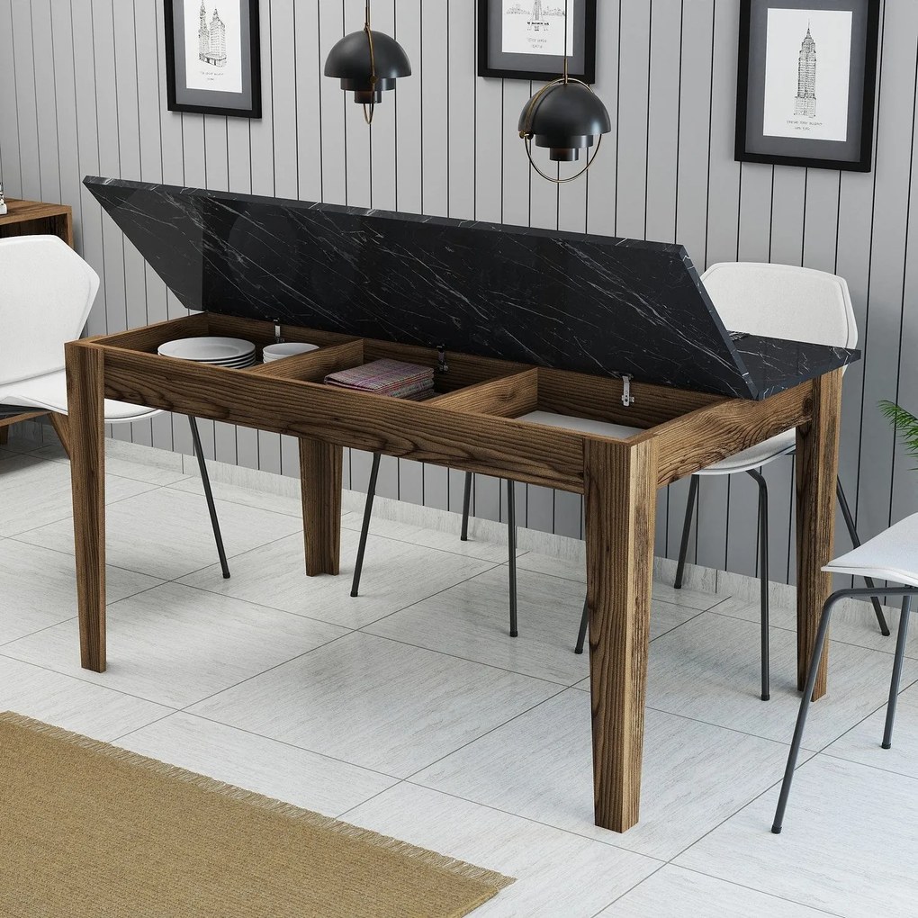 Mesa de Jantar Milan500 – Nogueira/Preto – 145x75x88 cm