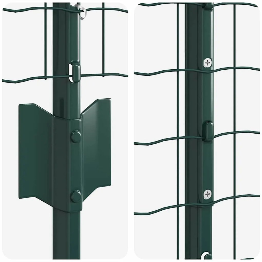 Cerca Euro com 5 Postes Verde 1,6x10 m Aço