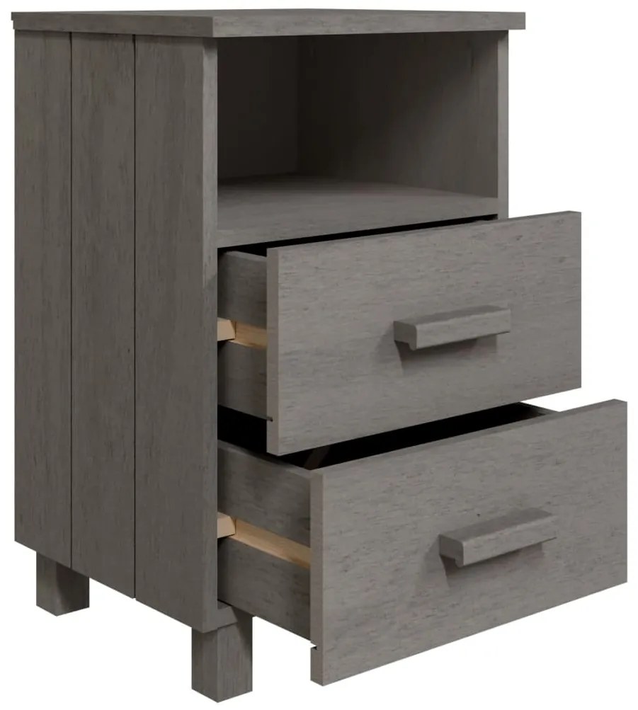 Mesas cabeceira HAMAR 2 pcs 40x35x62cm pinho maciço cinza-claro