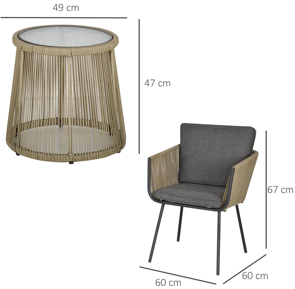Conjunto de Móveis de Vime Conjunto de Móveis para Jardim 3 Peças Mesa