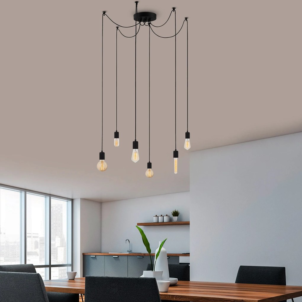 Candeeiro de Teto Kabluni – Preto – 126 x 126 cm