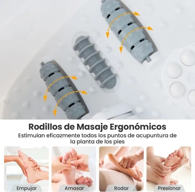 Massajador de banho para pés com pedra de massagem amovível e pérolas Footbath para pés com bolhas e vibração 33 x 39 x 18 cm Cinzento