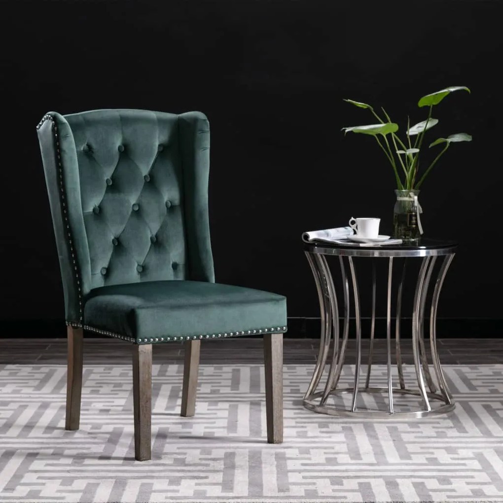 Cadeiras de jantar 2 pcs veludo verde-escuro