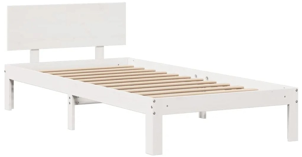 Cama com estante sem colchão 90x200 cm pinho maciço branco