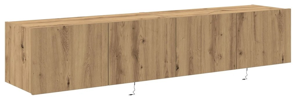 Armários de TV vidaXL com luzes LED 2 pcs Carvalho Artesanal 80x35x31