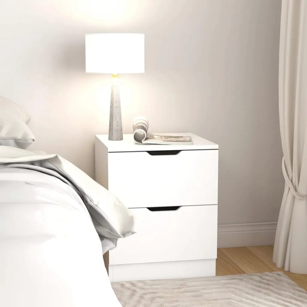 Mesas de cabeceira 2 pcs 40x40x50 cm contraplacado branco