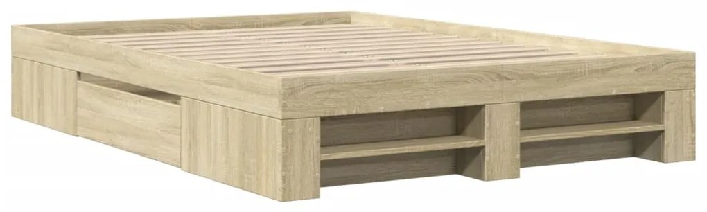 Estrutura de cama 135x190 cm derivados madeira carvalho sonoma