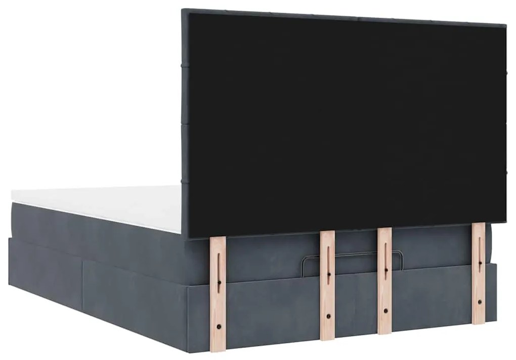 Estrutura de cama otomana colchões 140x200 cm cinzento escuro