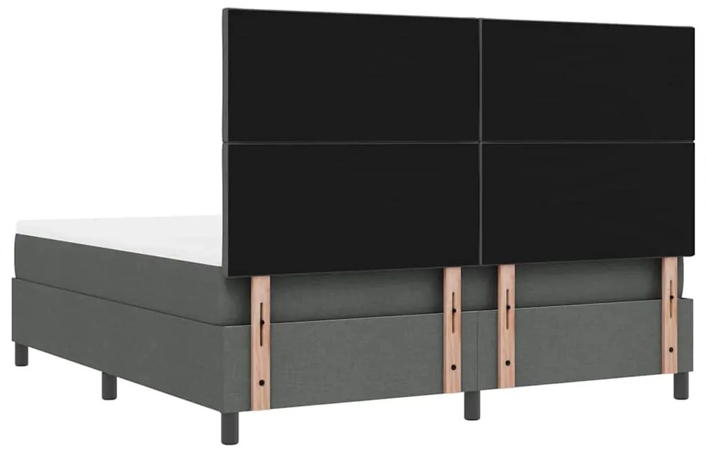Cama Box com Colchão e Banco Cinza Escuro 180x200 cm Tecido