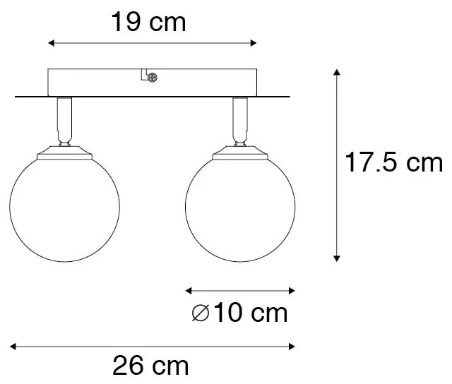 Foco de teto ajustável dourado 2 luzes com vidro fumê - Athens