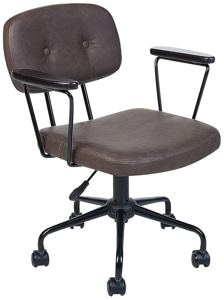 Cadeira de escritório em pele sintética castanha escura ALGERITA Beliani