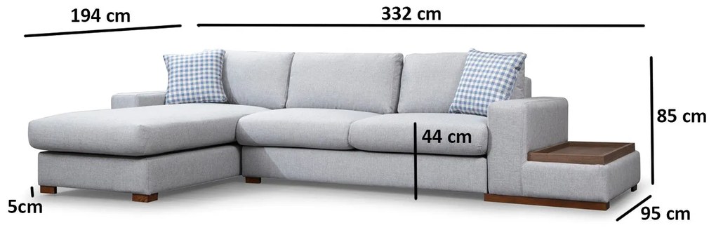 Sofá de Canto Loop – Cinza Claro – 332 cm x 194 cm
