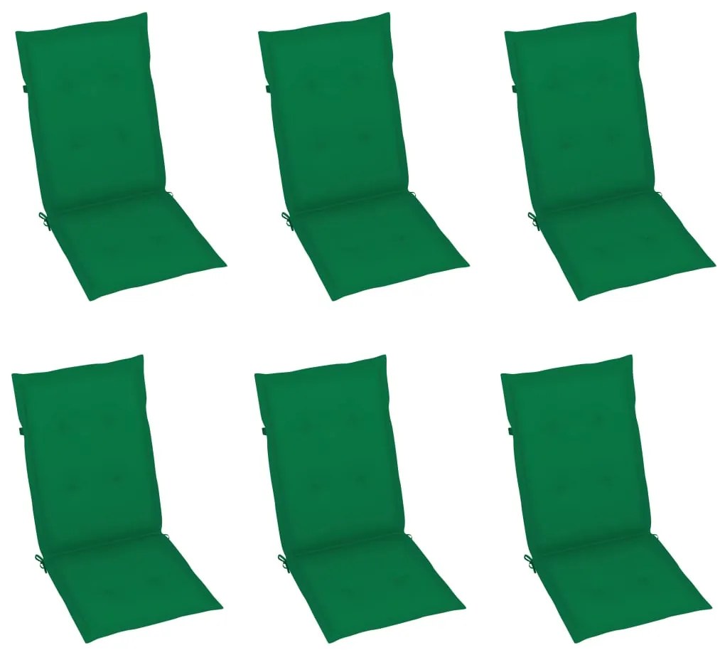 Cadeiras de jardim dobráveis c/ almofadões 6 pcs acácia maciça