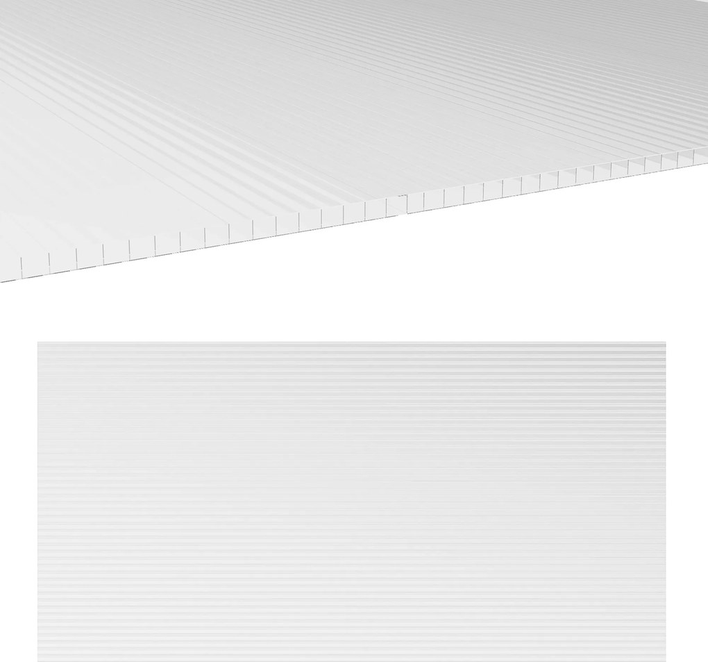 Conjunto 10 placas alveolares de policarbonato de 4 mm, resistentes aos raios UV, painel alveolar duplo para estufas, 120 x 60 cm, transparentes