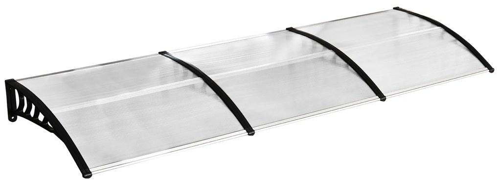 Outsunny Marquise de proteção solar e chuva para portas e janelas de policarbonato de 5mm 295x90x25 cm Transparente| Aosom Portugal