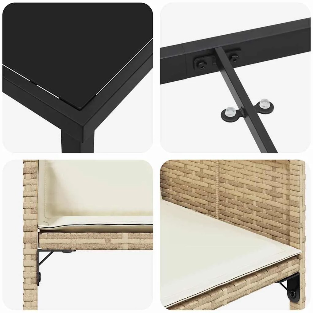 Conjunto de Jantar para o Jardim com 5 Peças da e Almofadas Bege em Ra