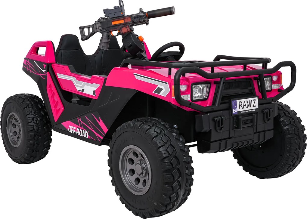 Buggy elétrico para Crianças 3 a 9 anos 24V, 2 lugares Rodas de espuma EVA, PROSPECTOR 4x4 STRONG Rosa